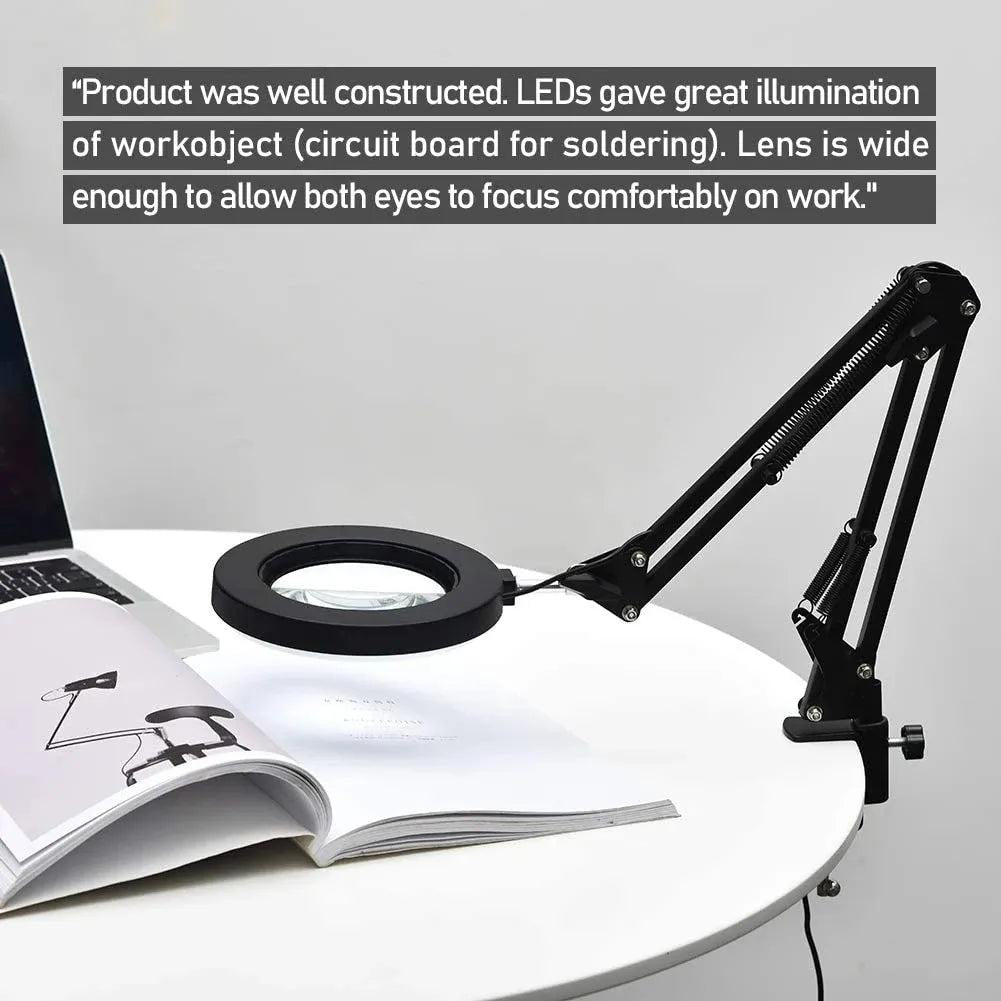 8X LED Magnifying Lamp with Clamp and 3 Color Modes by HitMyNeed