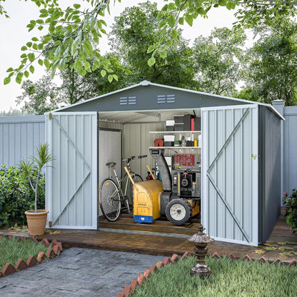 8x10FT Dark Grey Metal Outdoor Garden Storage Shed by HitMyNeed