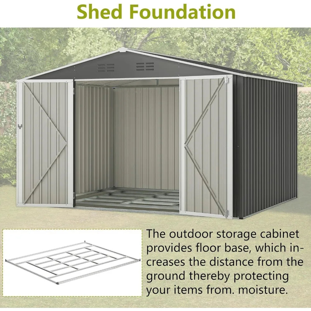 8x10FT Dark Grey Metal Outdoor Garden Storage Shed by HitMyNeed