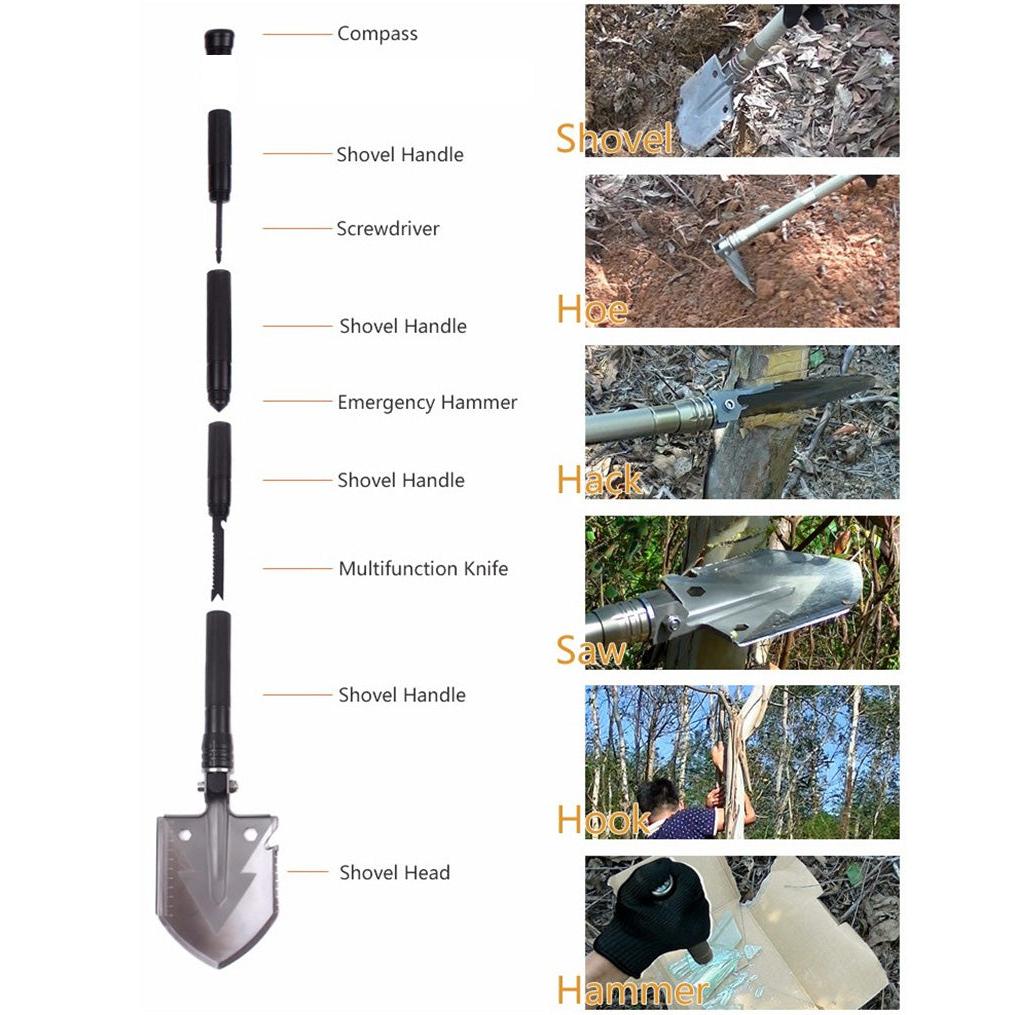 9-in-1 Folding Survival Shovel with Multi-Tool Handle by HitMyNeed