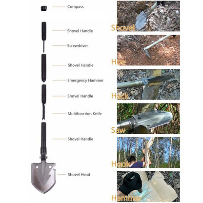 9-in-1 Folding Survival Shovel with Multi-Tool Handle by HitMyNeed