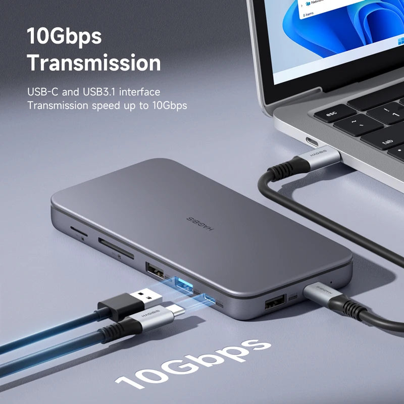 9-in-1 USB-C Hub with M.2 NVMe/SATA SSD Enclosure by HitMyNeed