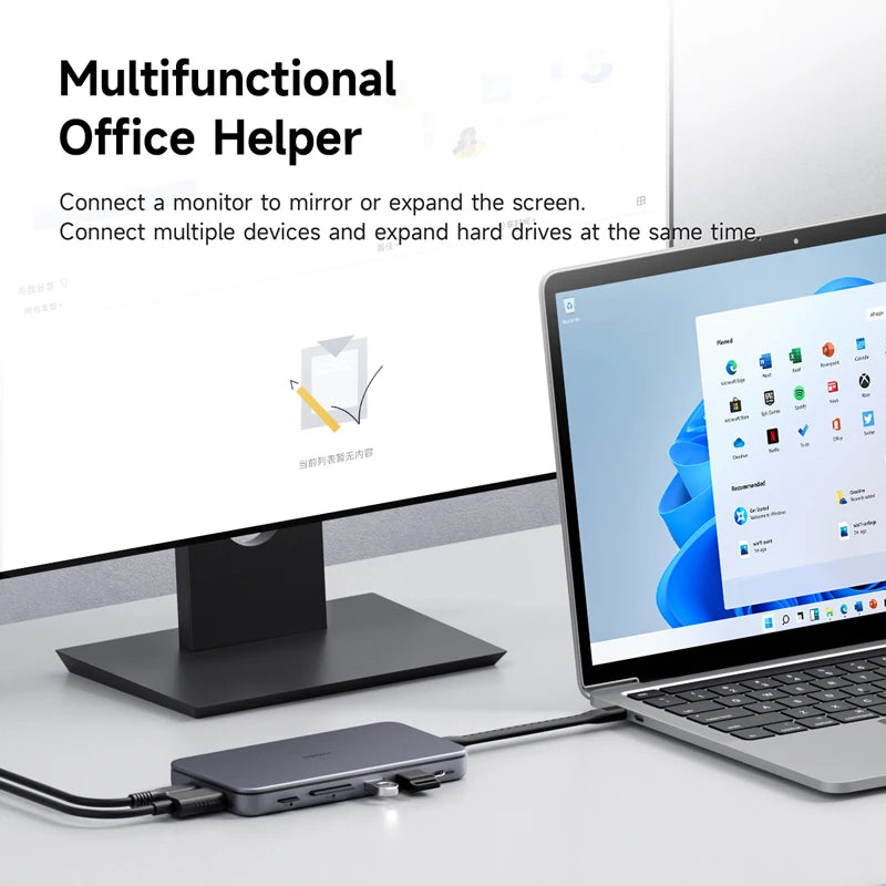 9-in-1 USB-C Hub with M.2 NVMe/SATA SSD Enclosure by HitMyNeed
