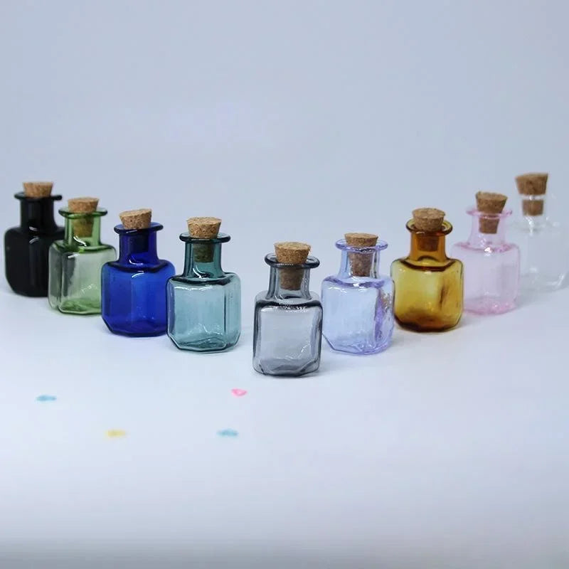 9-Pack Mini Glass Wishing Bottles with Cork Stoppers by HitMyNeed