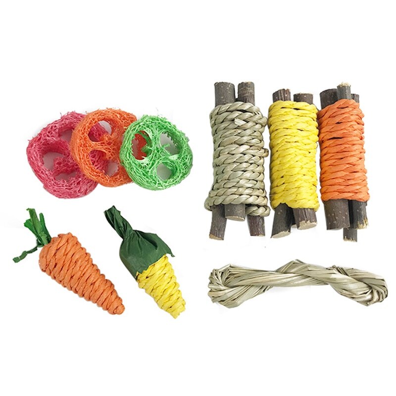 9-Piece Natural Rabbit Chew Toy Set by HitMyNeed