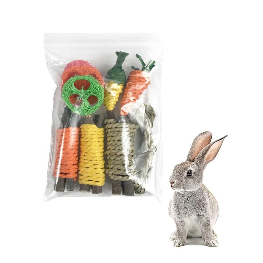 9-Piece Natural Rabbit Chew Toy Set by HitMyNeed