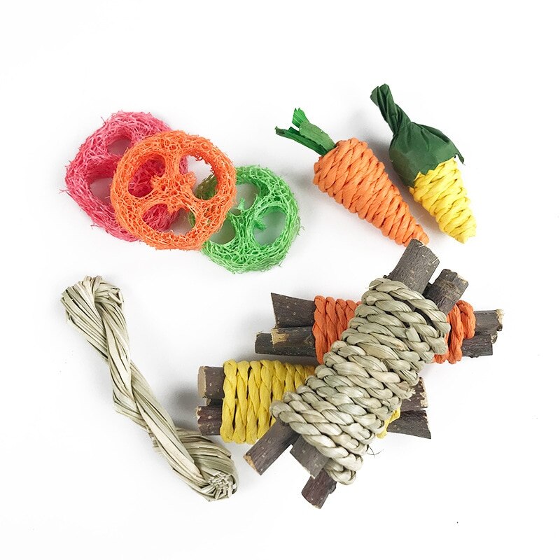 9-Piece Natural Rabbit Chew Toy Set by HitMyNeed