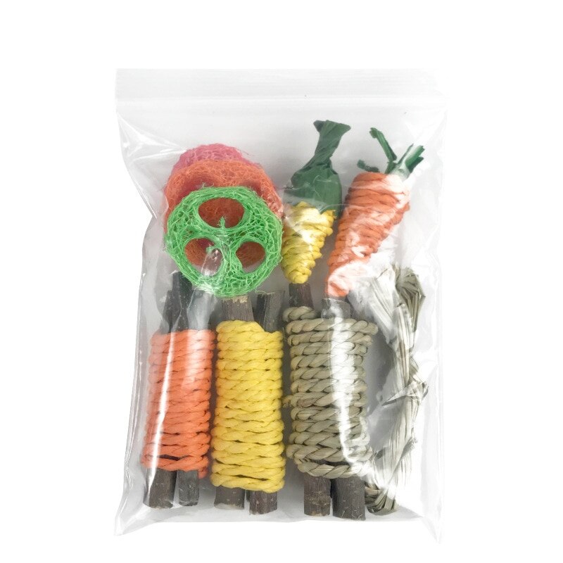 9-Piece Natural Rabbit Chew Toy Set by HitMyNeed