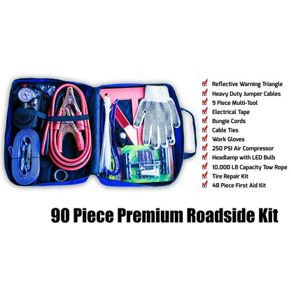 90-Piece Roadside Emergency Kit with Jumper Cables by HitMyNeed