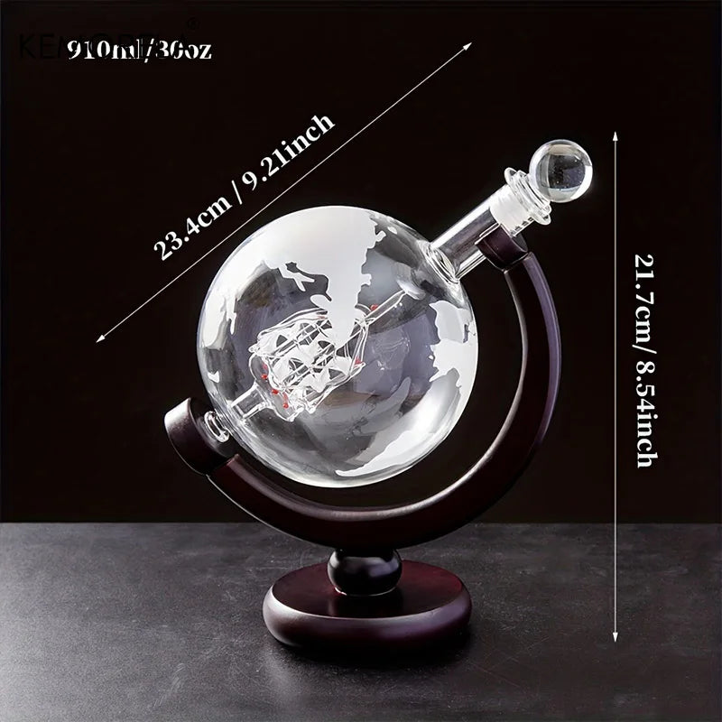 900ML Globe Whiskey Decanter Set with Stand & Glasses by HitMyNeed