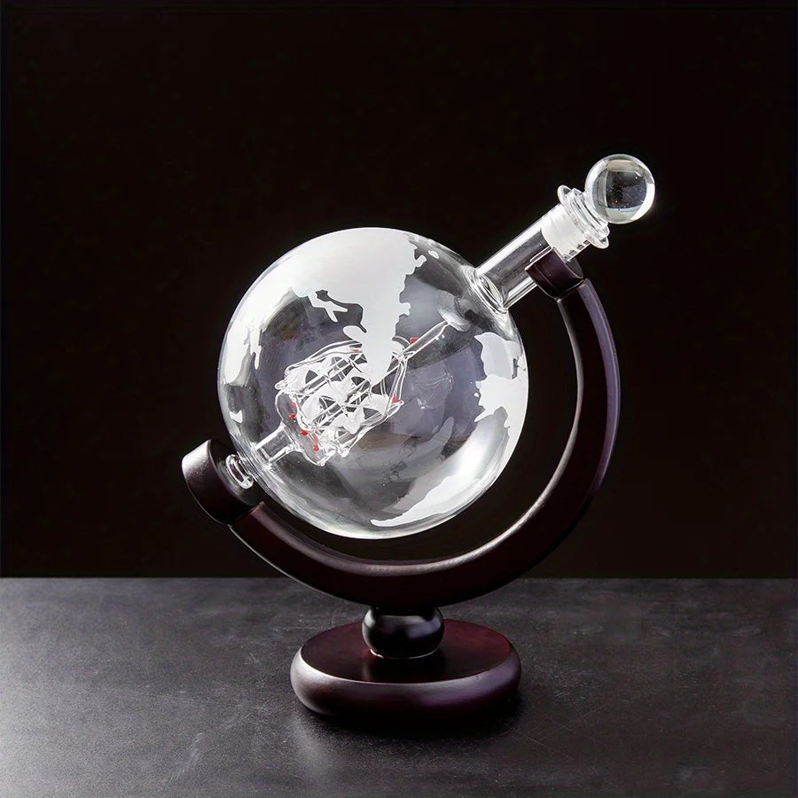 900ML Globe Whiskey Decanter Set with Stand & Glasses by HitMyNeed