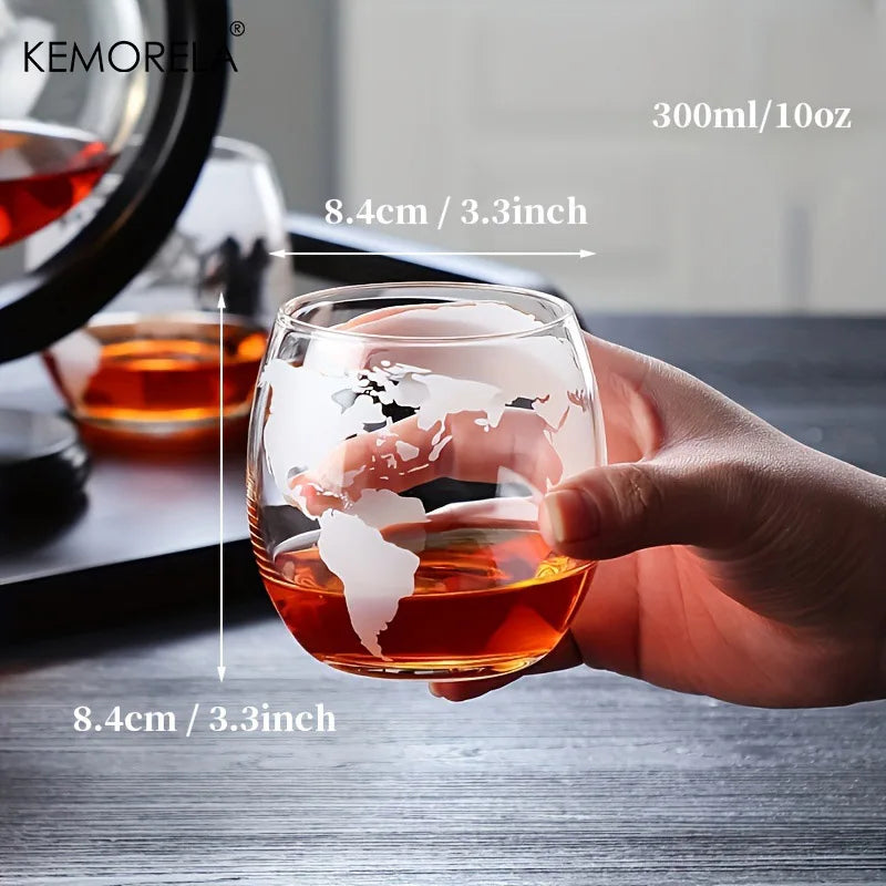 900ML Globe Whiskey Decanter Set with Stand & Glasses by HitMyNeed