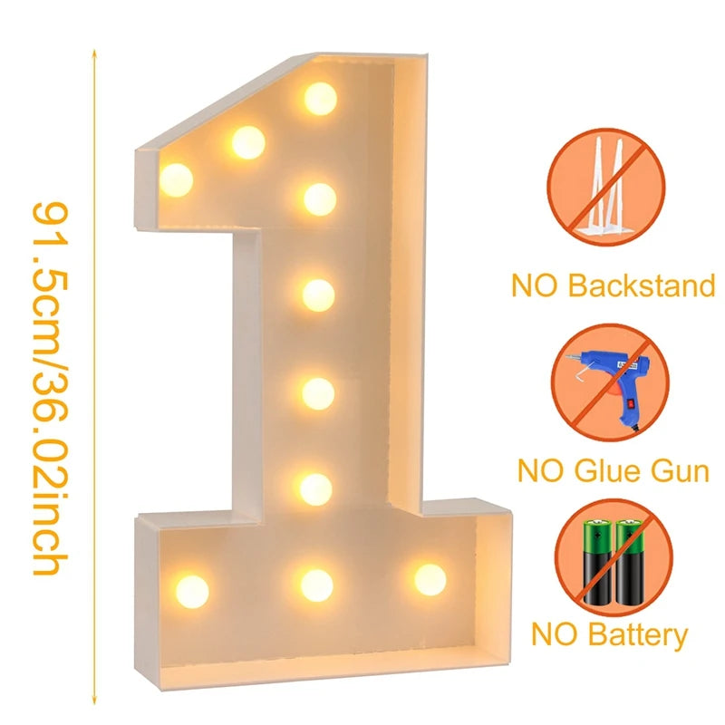91.5cm Giant LED Light Up Number for Parties 1.0 by HitMyNeed