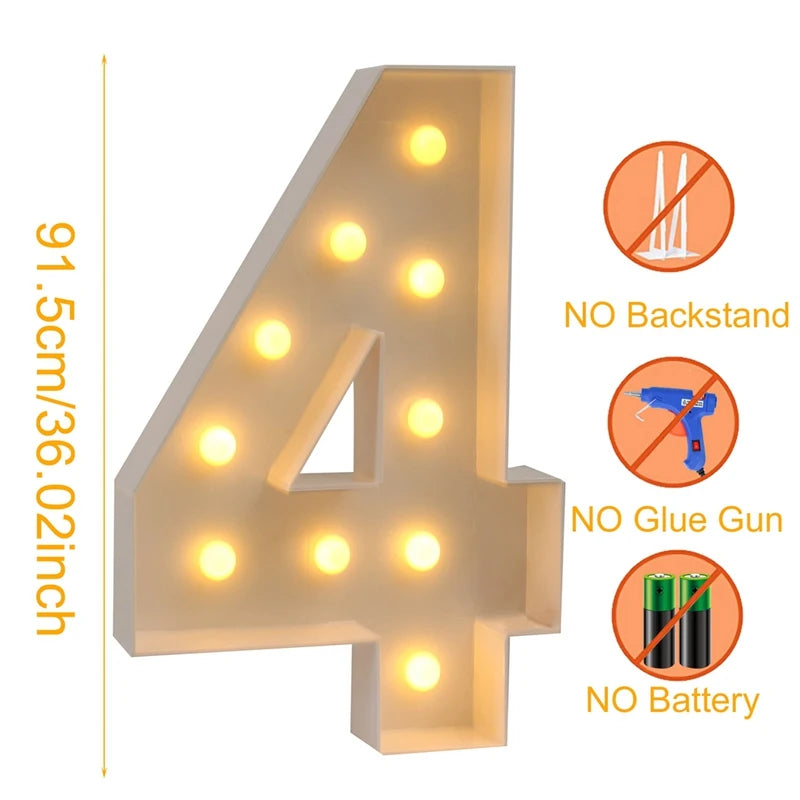 91.5cm Giant LED Light Up Number for Parties 4.0 by HitMyNeed