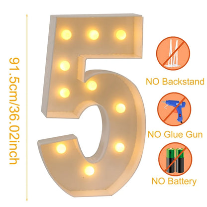 91.5cm Giant LED Light Up Number for Parties 5.0 by HitMyNeed