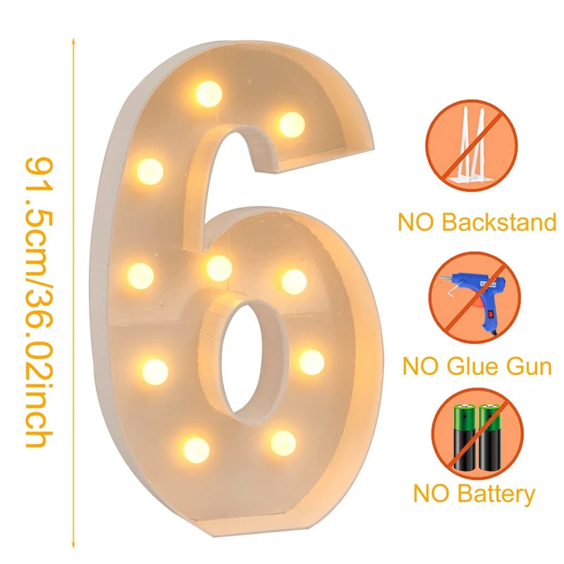 91.5cm Giant LED Light Up Number for Parties 6.0 by HitMyNeed