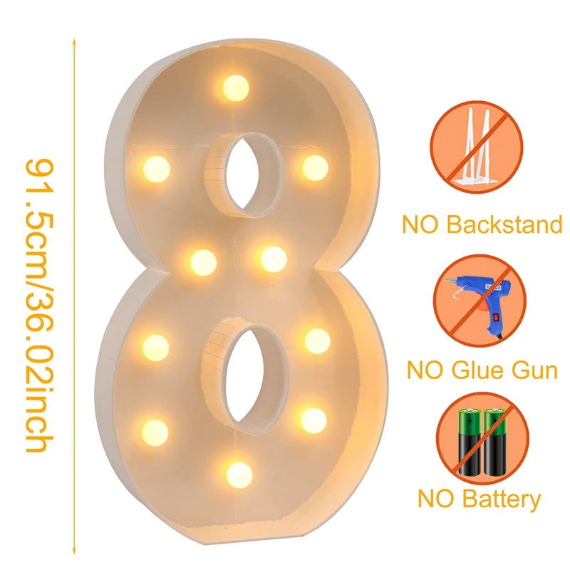 91.5cm Giant LED Light Up Number for Parties 8.0 by HitMyNeed