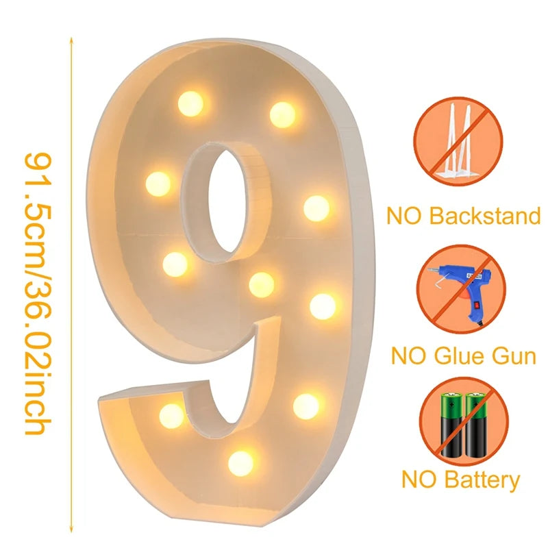 91.5cm Giant LED Light Up Number for Parties 9.0 by HitMyNeed