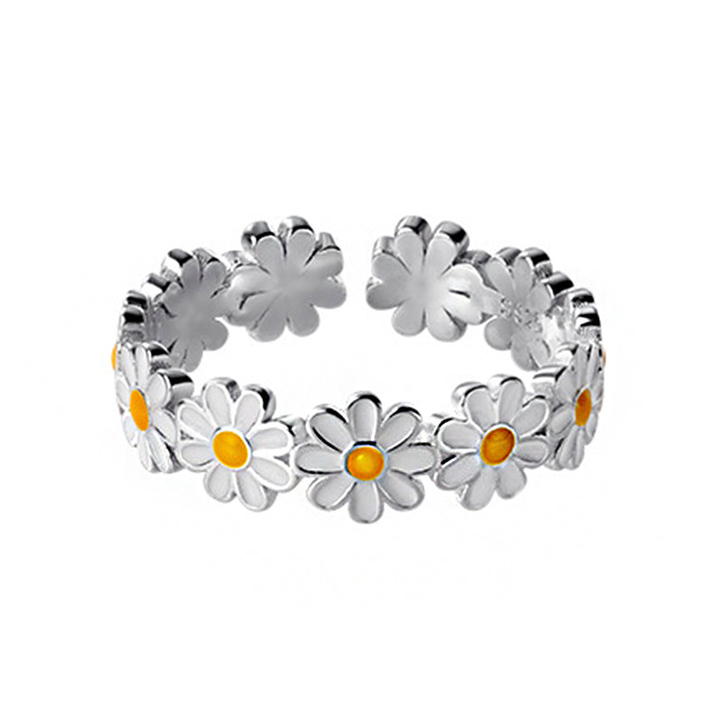 925 Sterling Silver Adjustable Daisy Chain Ring by HitMyNeed