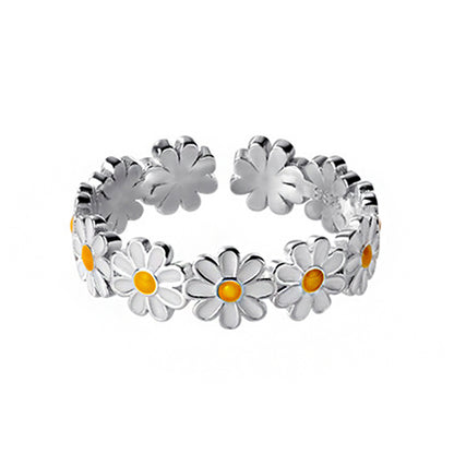 925 Sterling Silver Adjustable Daisy Chain Ring by HitMyNeed