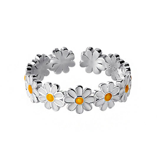 925 Sterling Silver Adjustable Daisy Chain Ring by HitMyNeed