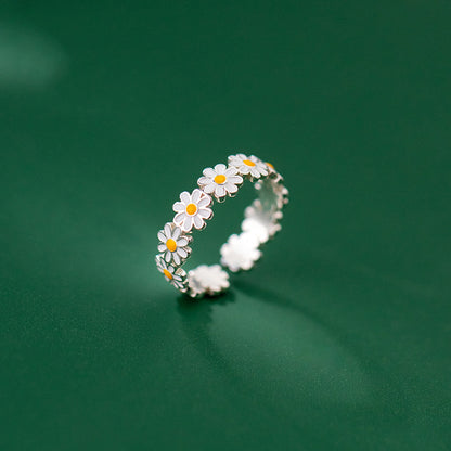 925 Sterling Silver Adjustable Daisy Chain Ring by HitMyNeed