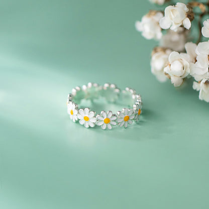925 Sterling Silver Adjustable Daisy Chain Ring by HitMyNeed