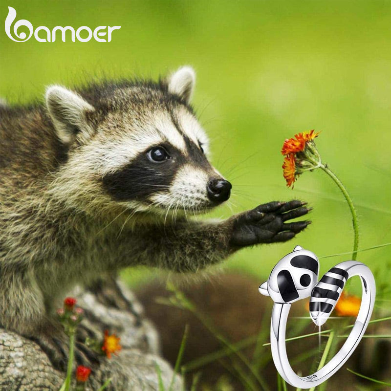 925 Sterling Silver Adjustable Raccoon Ring by HitMyNeed