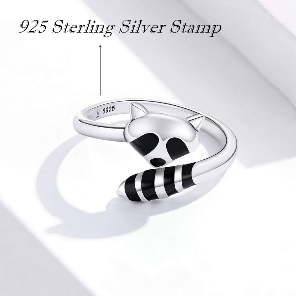925 Sterling Silver Adjustable Raccoon Ring by HitMyNeed
