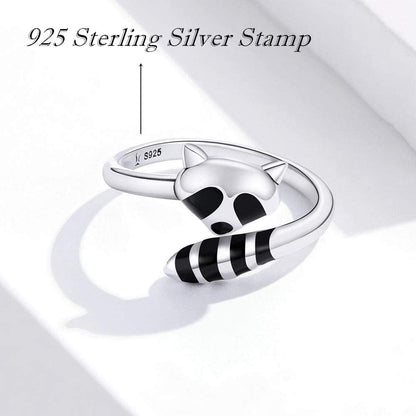 925 Sterling Silver Adjustable Raccoon Ring by HitMyNeed