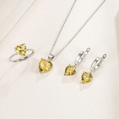 925 Sterling Silver Heart Zircon Jewelry Set by HitMyNeed