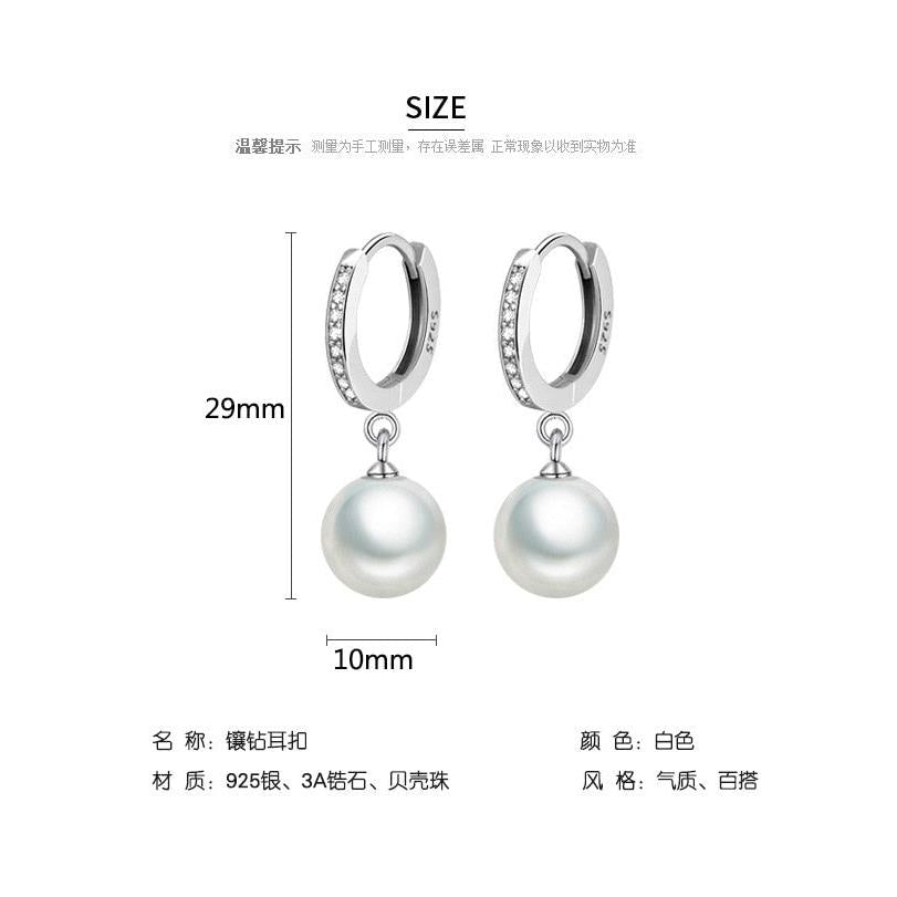 925 Sterling Silver Pearl Drop Earrings for Women by HitMyNeed