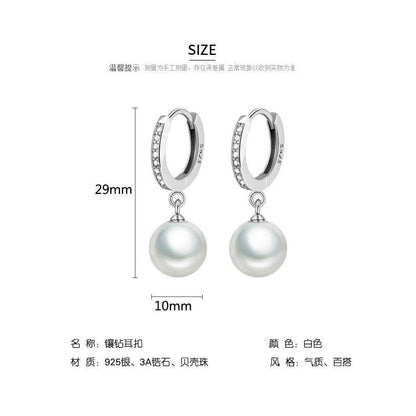 925 Sterling Silver Pearl Drop Earrings for Women by HitMyNeed