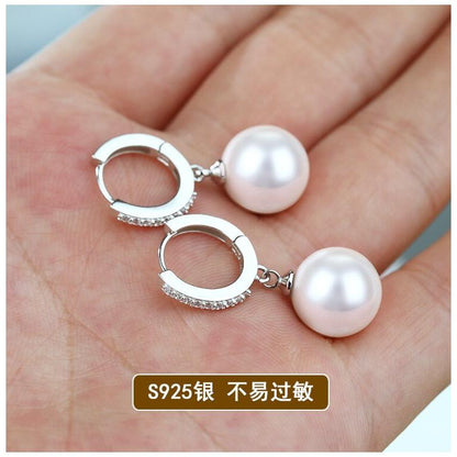 925 Sterling Silver Pearl Drop Earrings for Women by HitMyNeed