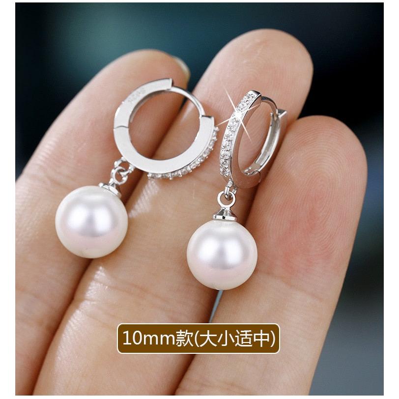 925 Sterling Silver Pearl Drop Earrings for Women by HitMyNeed