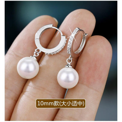 925 Sterling Silver Pearl Drop Earrings for Women by HitMyNeed
