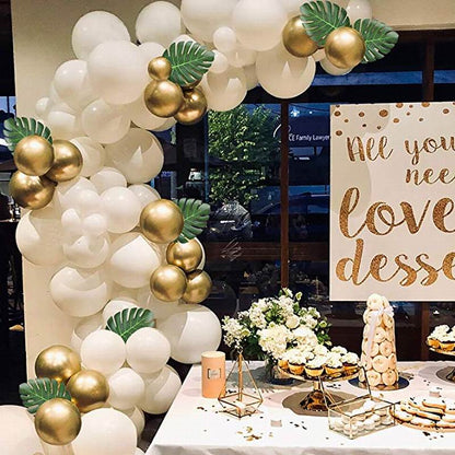 98pc White & Gold Balloon Arch DIY Decoration Kit by HitMyNeed