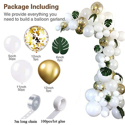 98pc White & Gold Balloon Arch DIY Decoration Kit by HitMyNeed