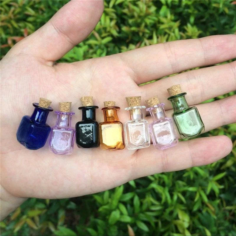 9pcs Mini Glass Wishing Bottles with Cork Stoppers by HitMyNeed