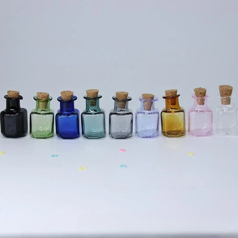 9pcs Mini Glass Wishing Bottles with Cork Stoppers by HitMyNeed