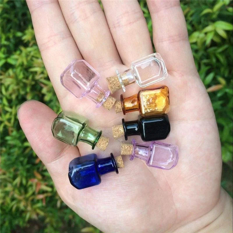 9pcs Mini Glass Wishing Bottles with Cork Stoppers by HitMyNeed