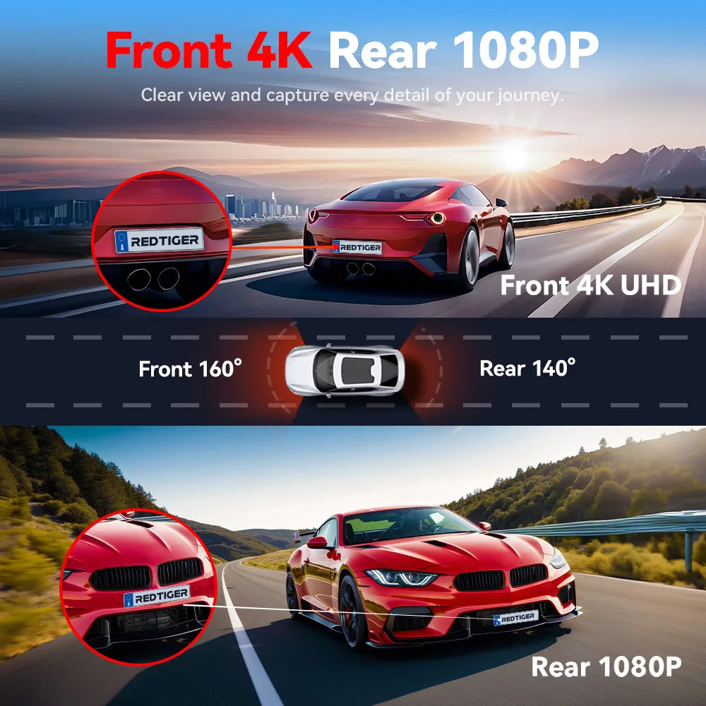 A4 4K Front & Rear Dash Cam with WiFi GPS by HitMyNeed
