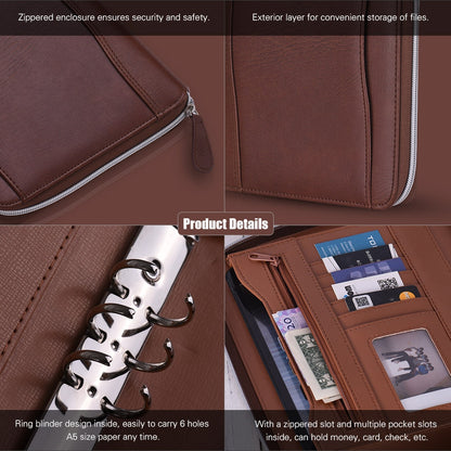 A5 Zippered Leather Portfolio with Ring Binder by HitMyNeed