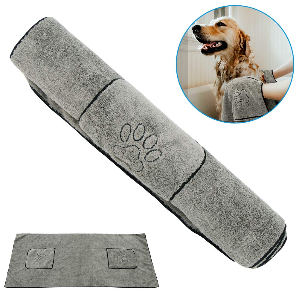 Absorbent Dog Bath Towel with Hand Pockets by HitMyNeed