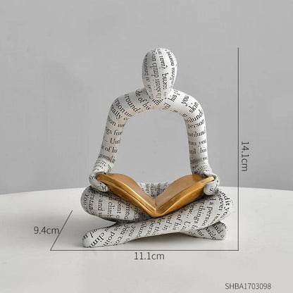 Abstract Nordic Figure Statue for Modern Interiors reading-white by HitMyNeed