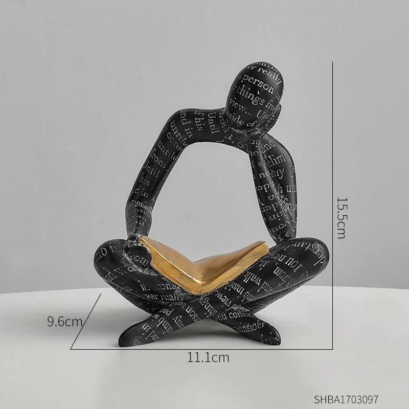 Abstract Nordic Figure Statue for Modern Interiors thinking-black by HitMyNeed