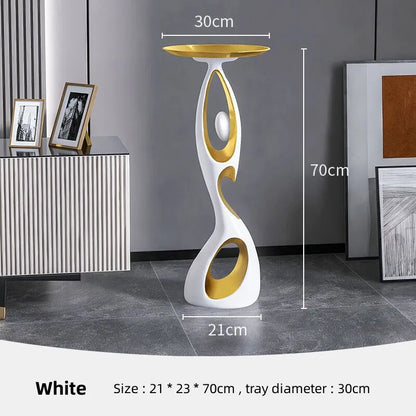 Abstract Sofa Side Table for Modern Living Rooms white by HitMyNeed