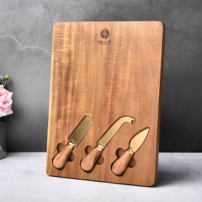 Acacia Cheese Board with 3-Piece Knife Set by HitMyNeed