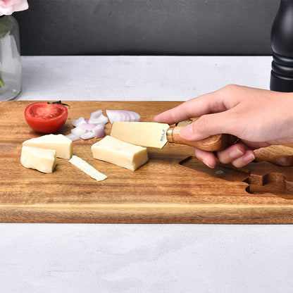 Acacia Cheese Board with 3-Piece Knife Set by HitMyNeed