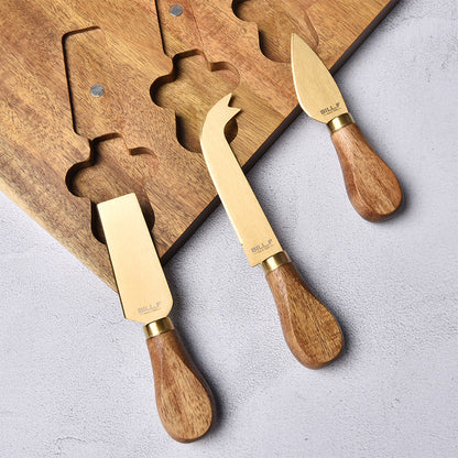 Acacia Cheese Board with 3-Piece Knife Set by HitMyNeed